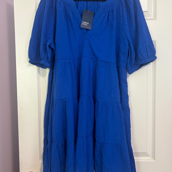 Crown and Ivy WOMEN’S SHORT SLEEVE PEASANT DRESS. SIZE XL OLLIE BLUE. - Picture 1 of 3